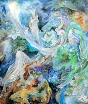 ファンタジー Painting - 天国の魅力 ペルシャのミニチュア おとぎ話